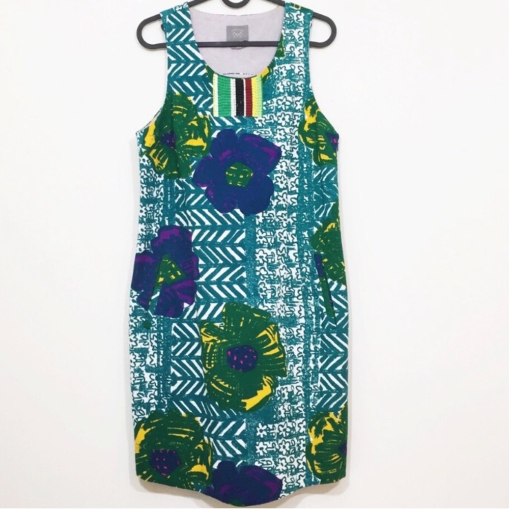 Green floral hibiscus dress from Anthropology